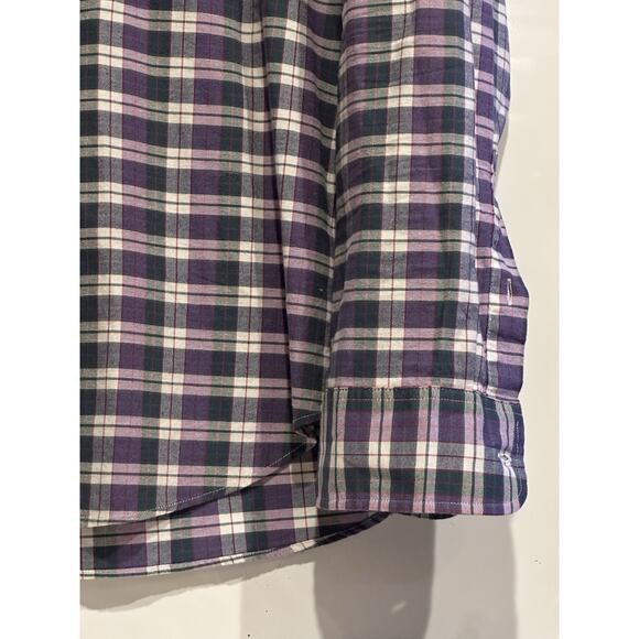 J.Crew Oxford Slim Men's Purple/Green Plaid Long Sleeve Button-Down XLarge - Picture 3 of 6